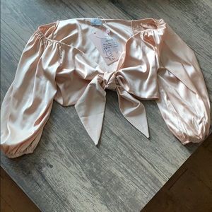 Oh Polly off the shoulder satin top